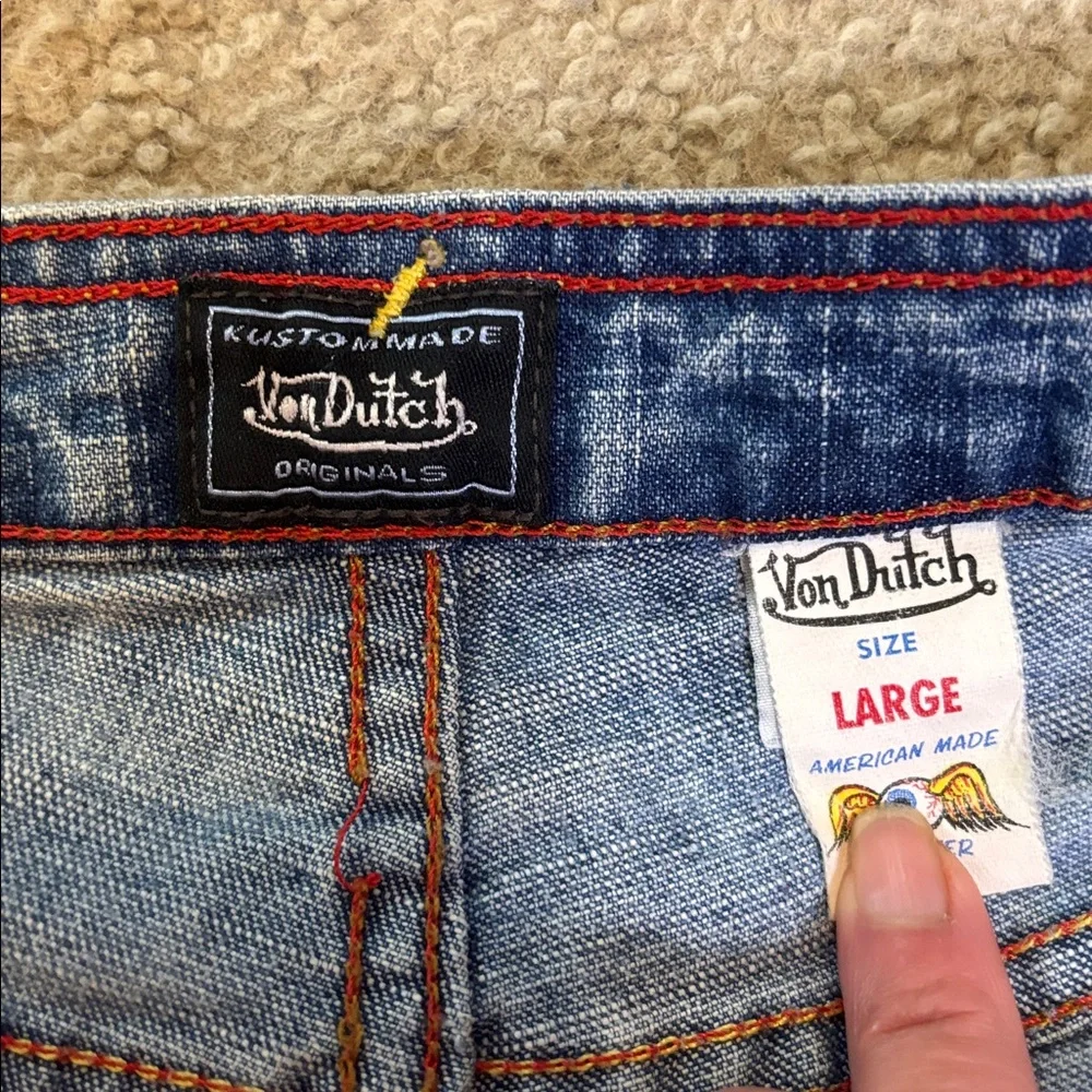 Von Dutch vintage Blue Denim mini super short Skirt - Picture 3 of 6